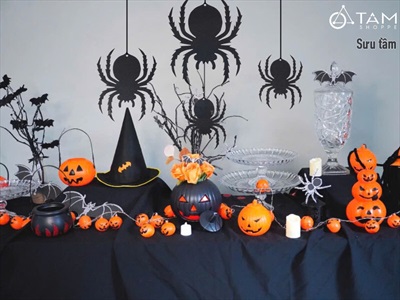 Set 04 con nhện nỉ đen 3 cỡ 15-20-25cm [Có lỗ xỏ dây - mỏng nhẹ] TCV-NHEN-14